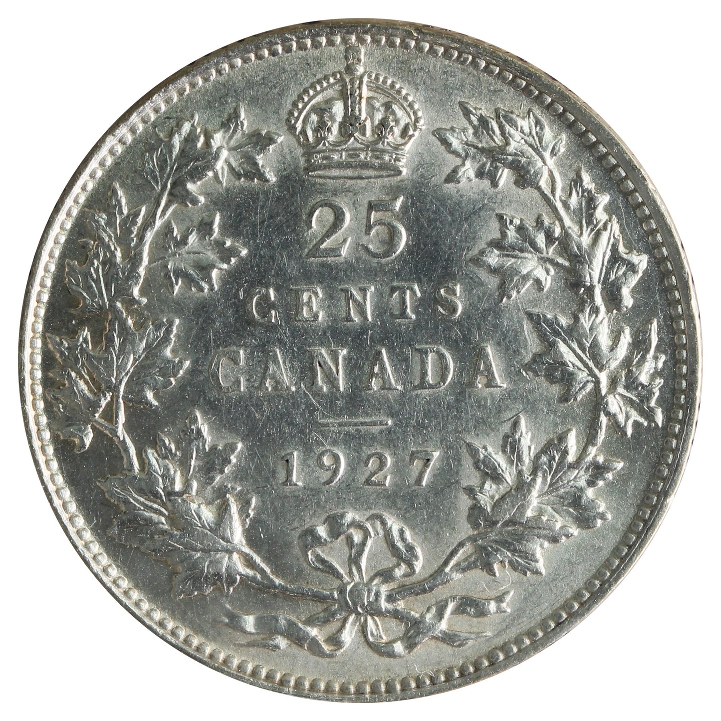 1927 Canada 25-cents ICCS Certified AU55