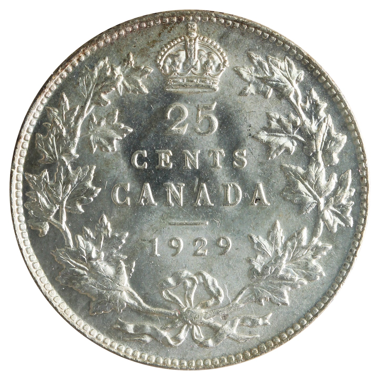 1929 Canada 25-cents ICCS Certified MS64 (XVR 186)