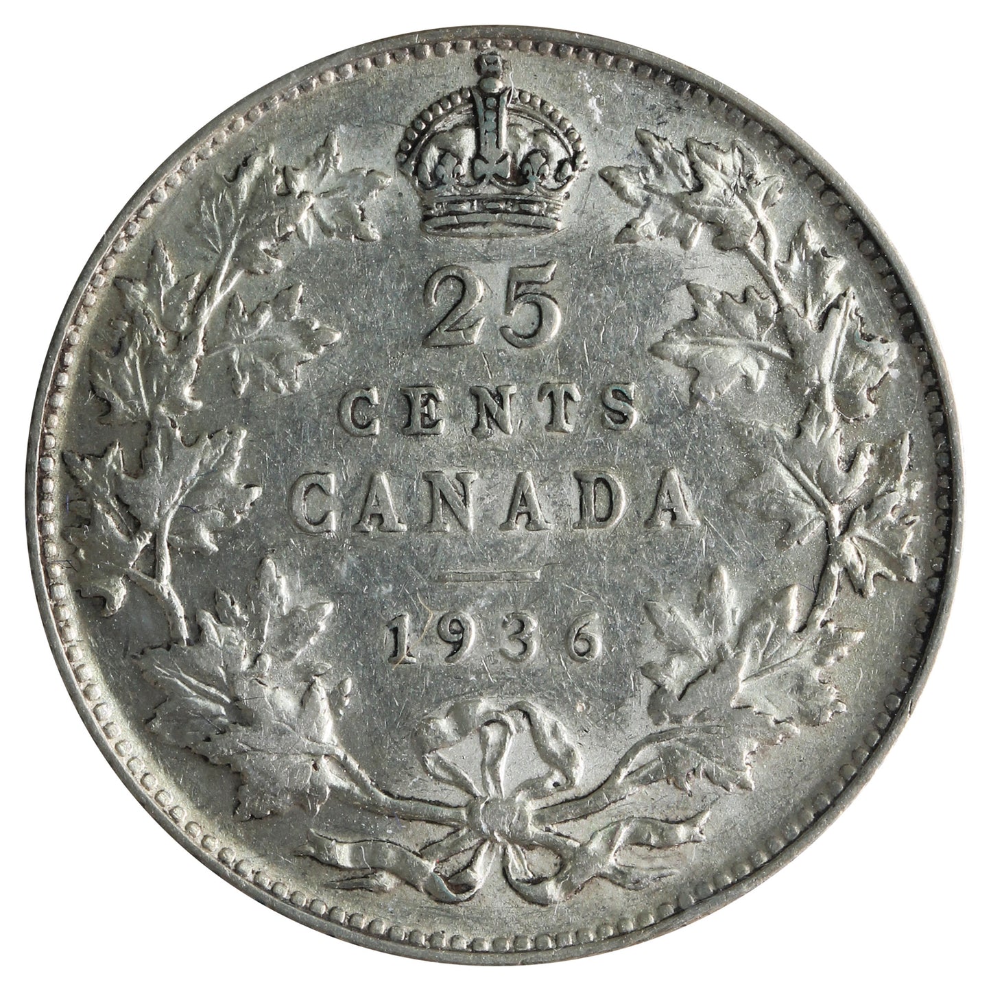1936 Canada 25-cents ICCS Certified EF40