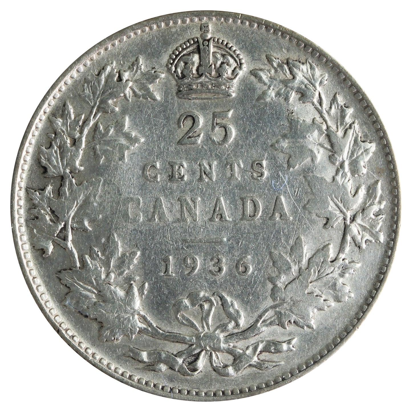 1936 Bar Canada 25-cents ICCS Certified VF20