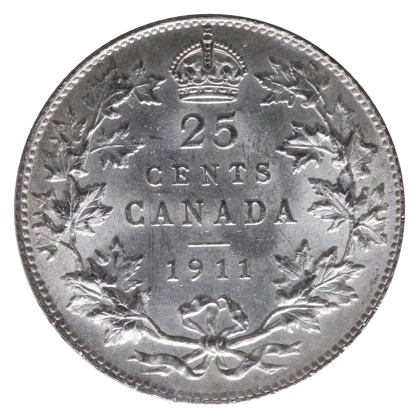 1911 Canada 25-cents ICCS Certified MS-63 (XQL 201)