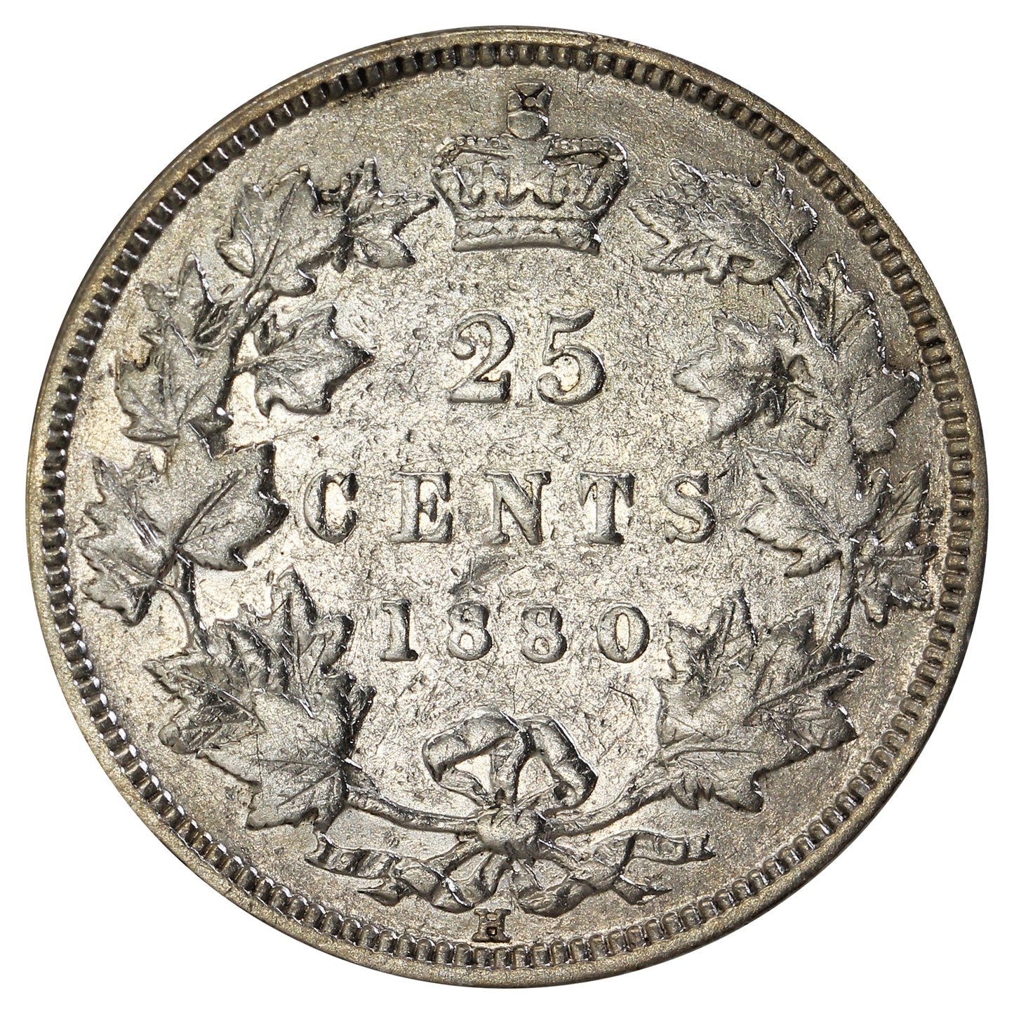 1880H Narrow 0 Over Wide O Canada 25-cents Very Fine (VF-20) $