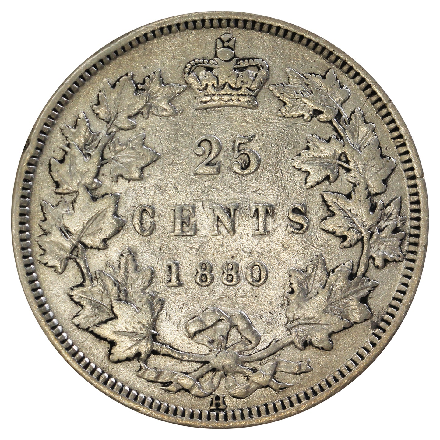 1880H Wide O Canada 25-cents Very Fine (VF-20) $