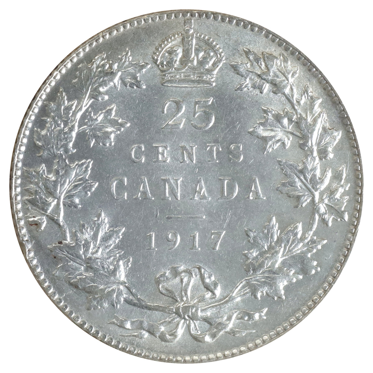 1917 Canada 25-cents ICCS Certified AU55