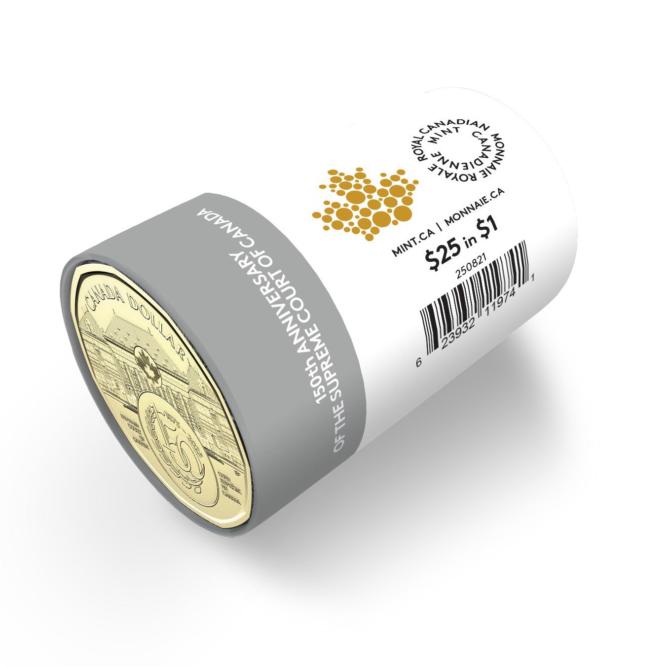 2025 Uncoloured 150th Anniversary of the Supreme Court of Canada $1 Special Wrap Roll of 25 pcs