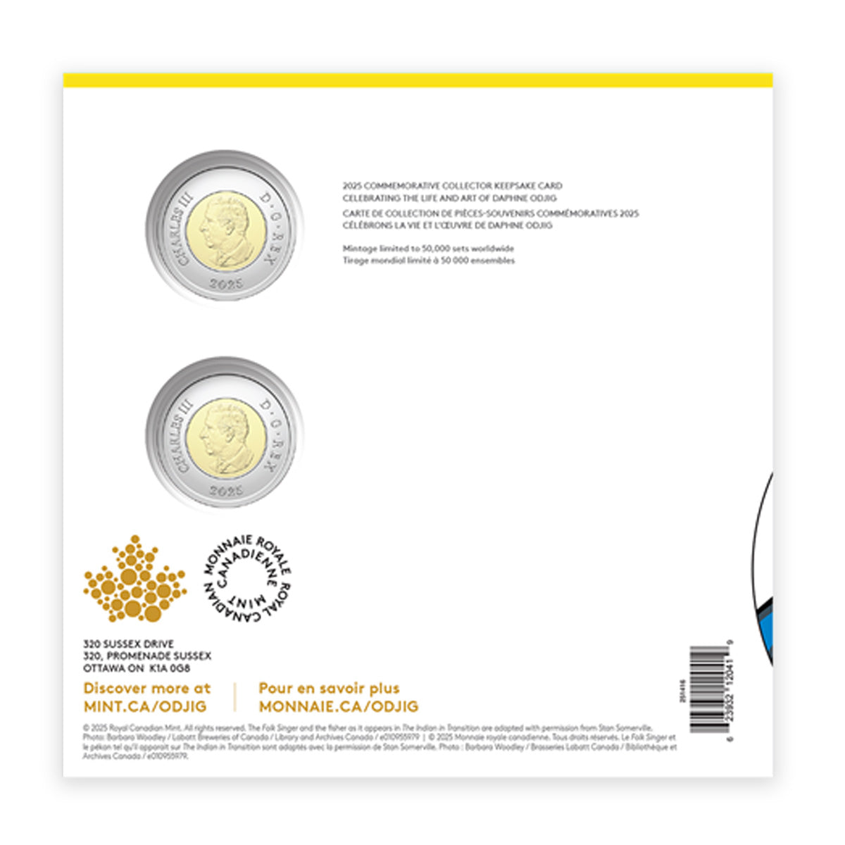 2025 Canada Celebrating the Life and Art of Daphne Odjig Commemorative Collector Keepsake Card
