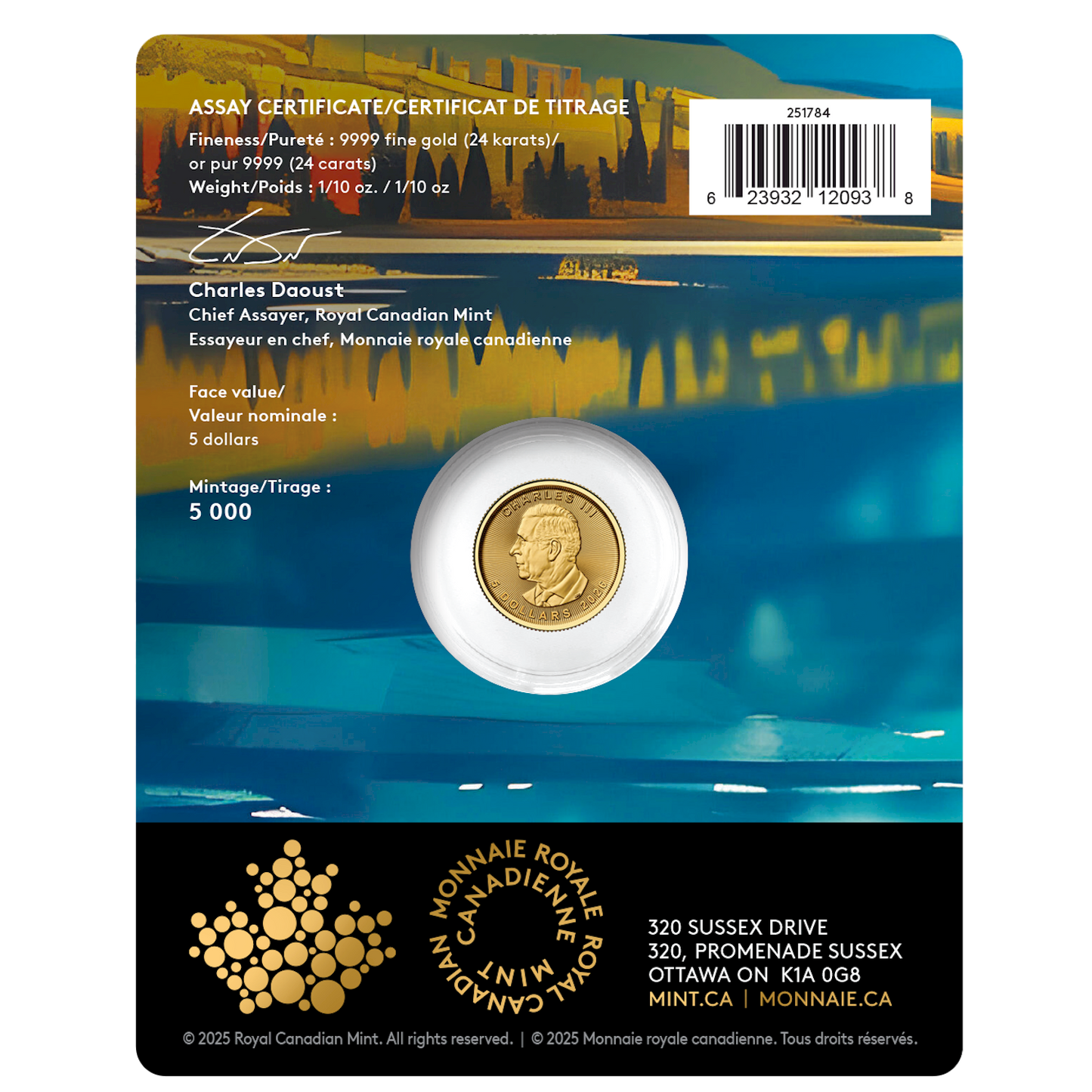 2026 Canada $5 Treasured Gold Maple Leaf: Wolf (Premium Bullion) 99.99% Pure Gold (No Tax)