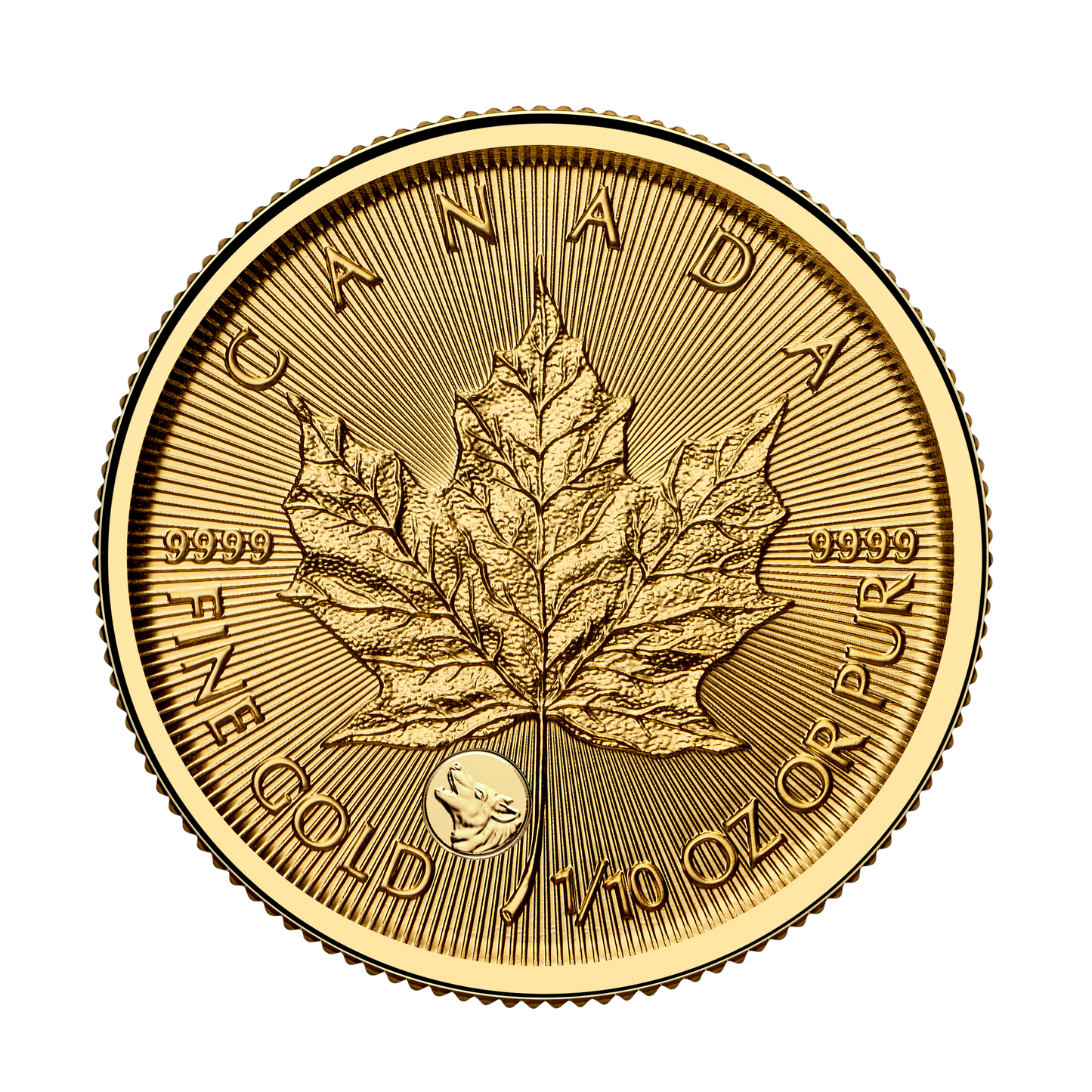 2026 Canada $5 Treasured Gold Maple Leaf: Wolf (Premium Bullion) 99.99% Pure Gold (No Tax)