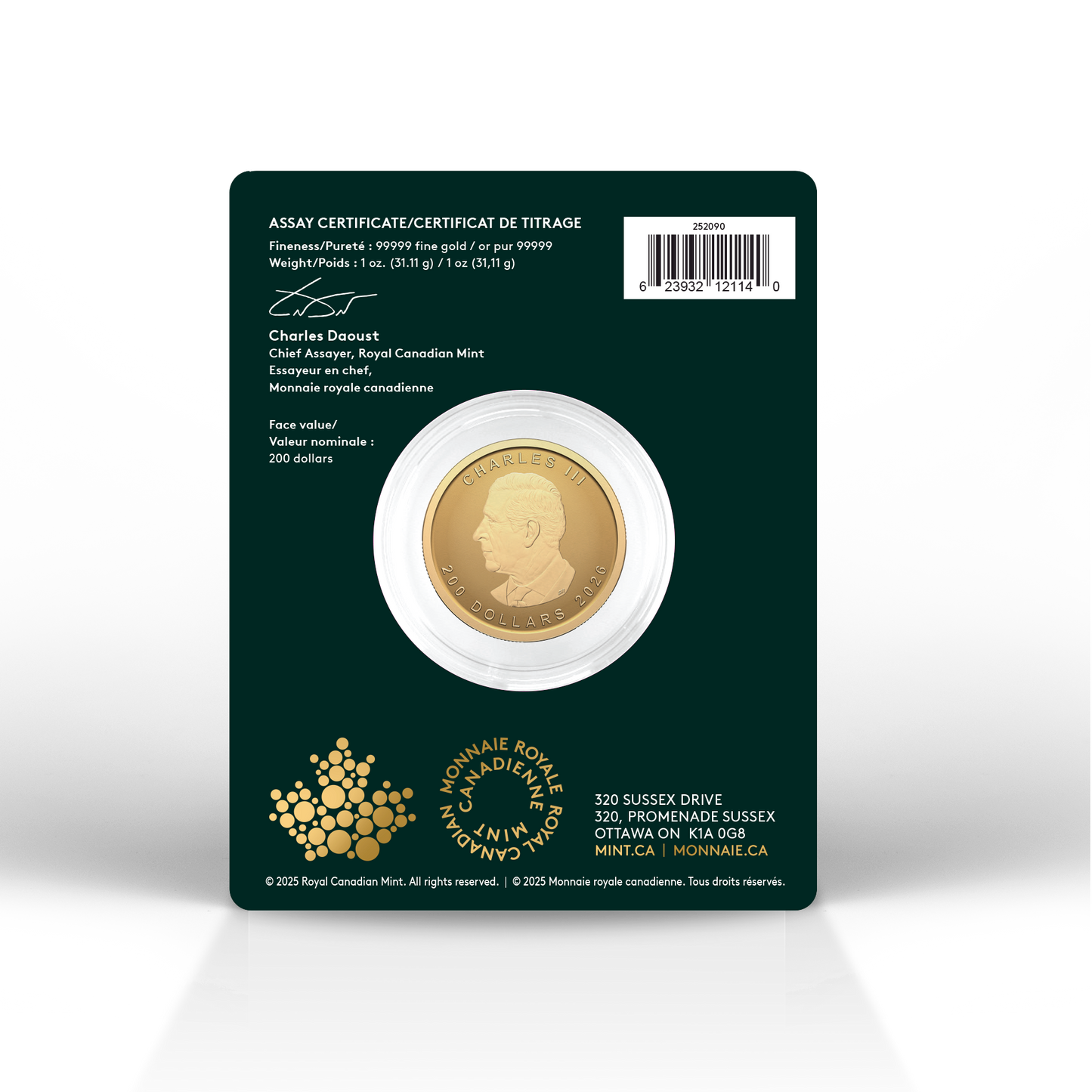 2026 Canada $200 Premium Bullion - Our Purest Maple Leaf Pure Gold (No Tax)