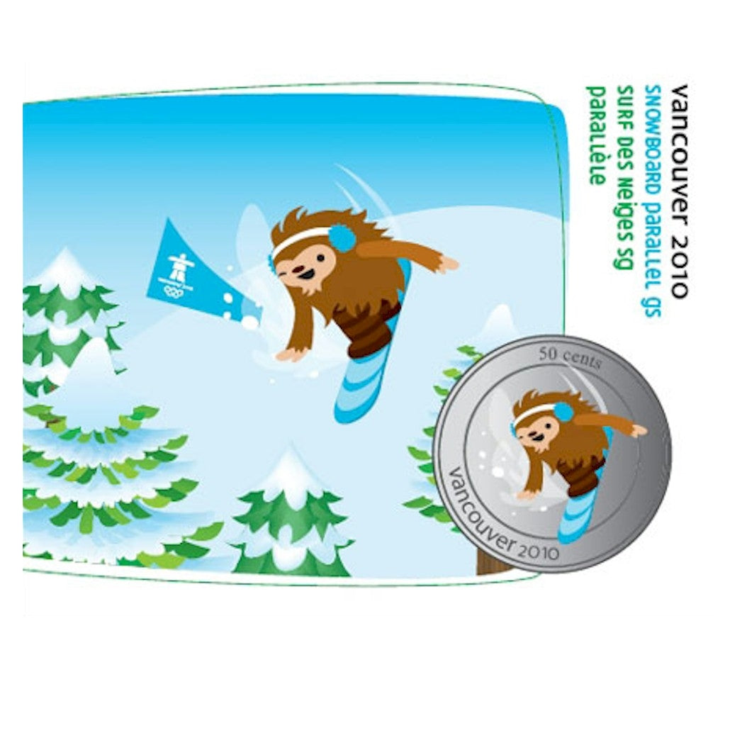 2010 Canada 50-cent Olympic Mascot Collector Card - Snowboarding Giant Slalom