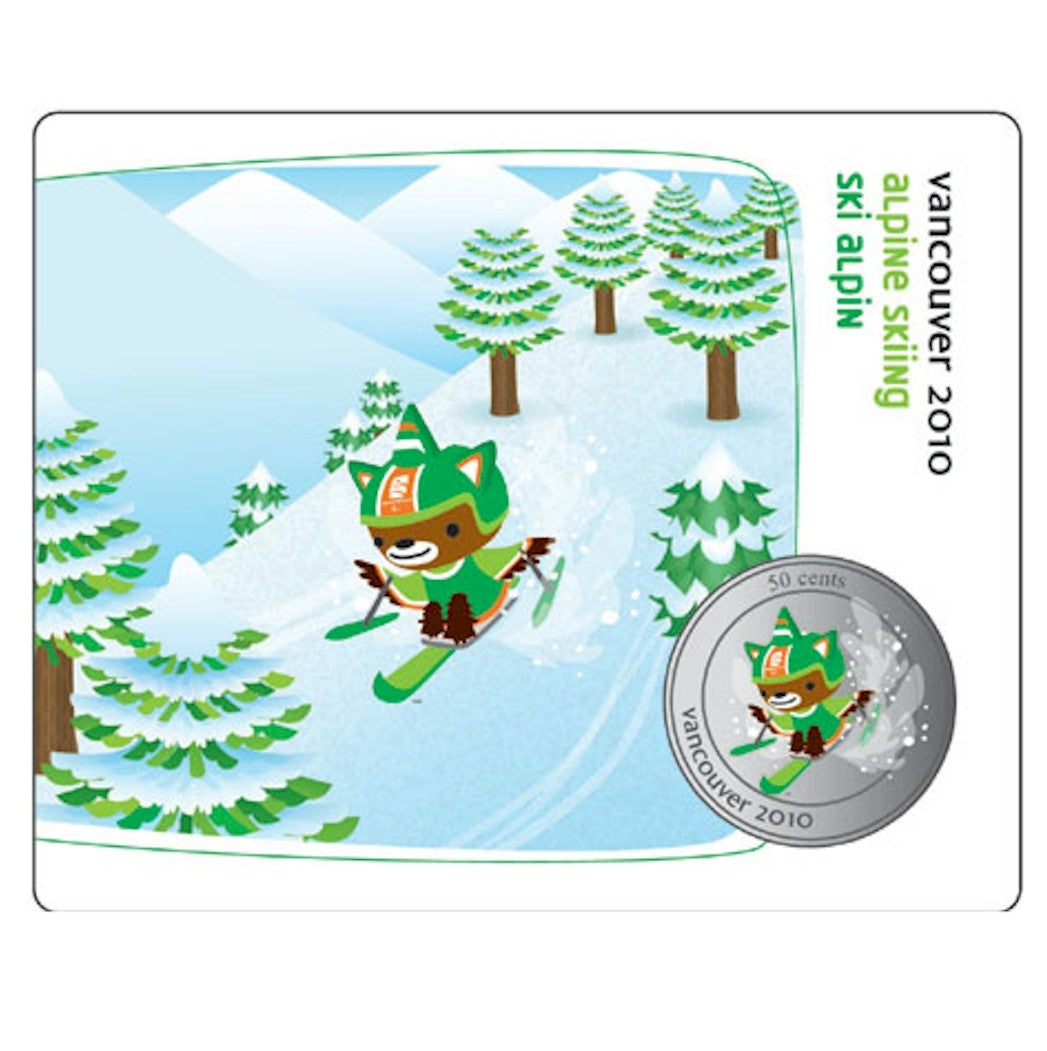 2010 Canada 50-cent Olympic Mascot Collector Card- Paralympic Alpine Skiing