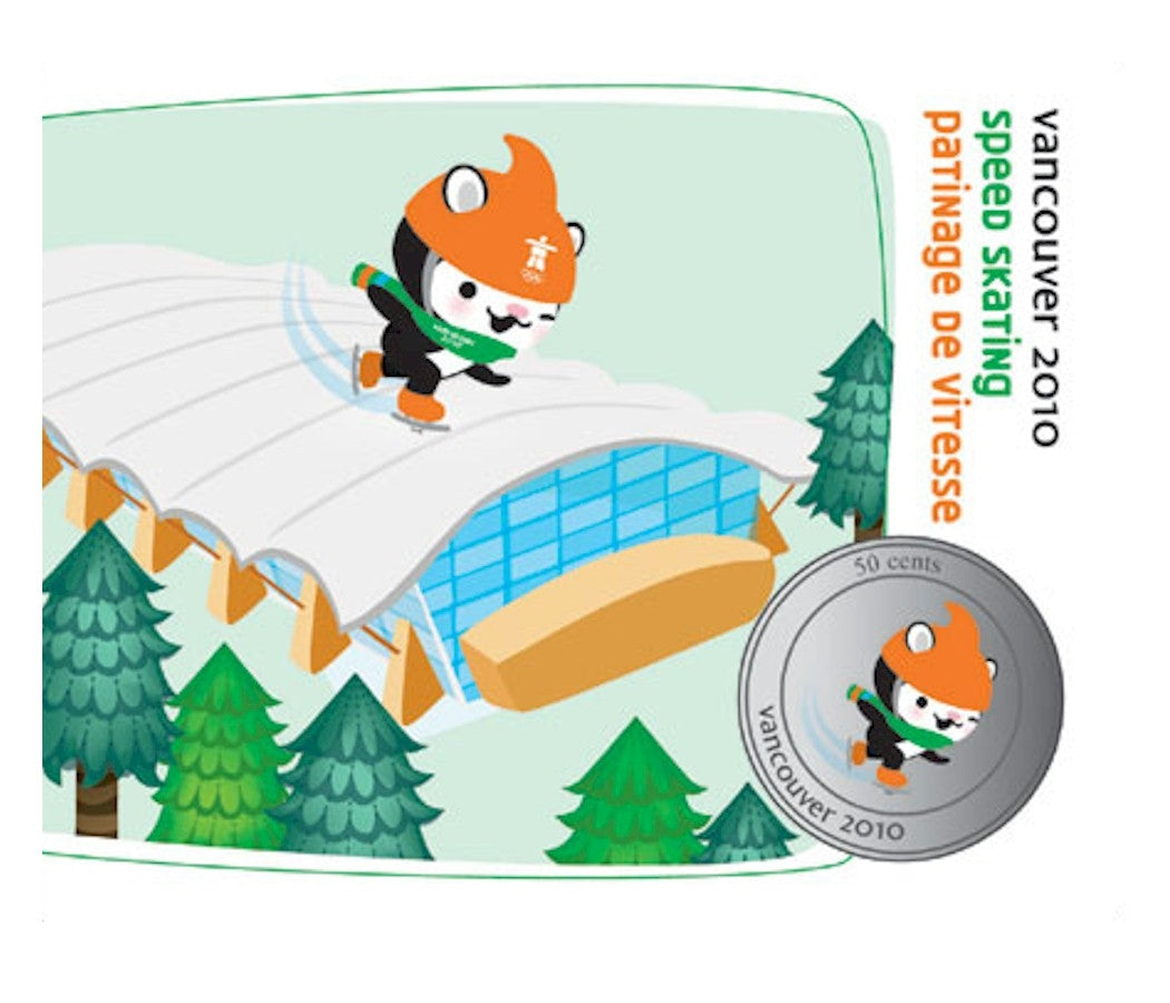 2010 Canada 50-cent Olympic Mascot Collector Card - Speed Skating