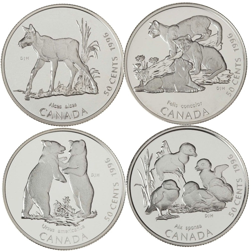 1996 Canada 50-cent Little Wild Ones Sterling Silver 4-coin Set