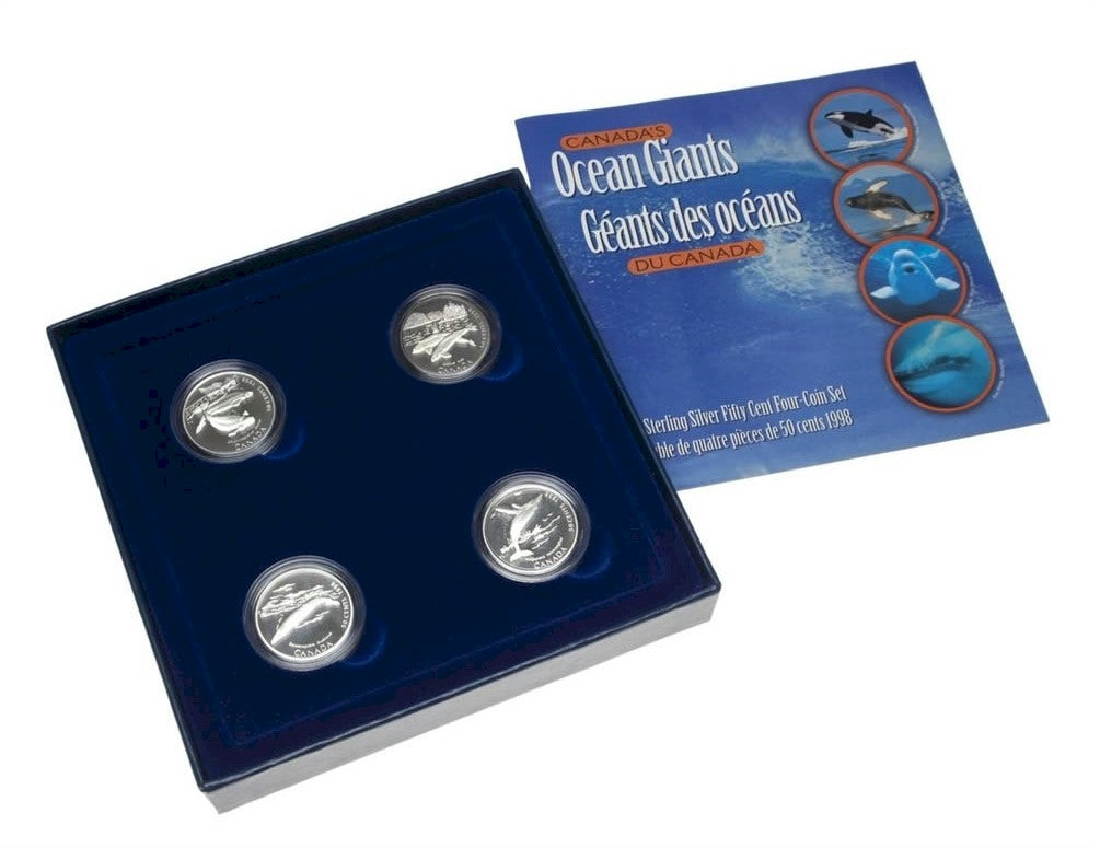 1998 Canada 50-cent Ocean Giants - Whales Sterling Silver 4-coin Set