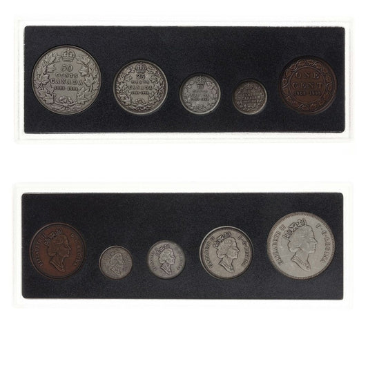 1908-1998 Canada 90th Anniversary of the Royal Canadian Mint Antique Finish Sterling Silver Proof Set