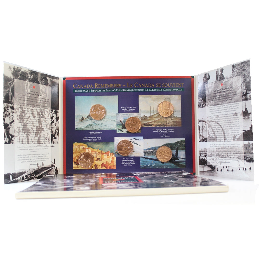 2008 Canada Remembers World War II 6-Medallion Set (Sleeve May Be Creased)