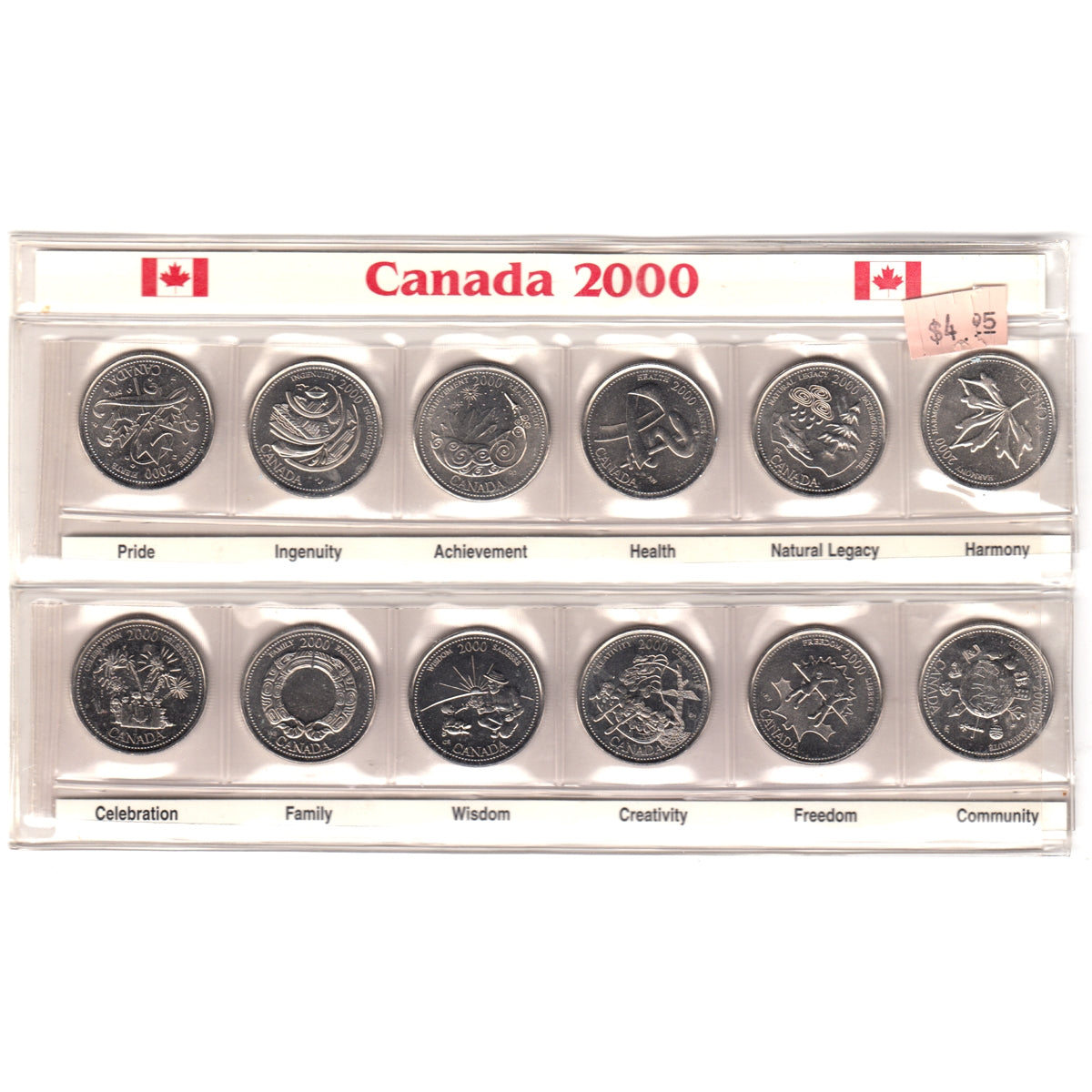2000 Millennium 12-coin 25ct set in plastic sleeve.