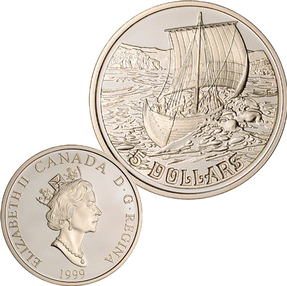 1999 Canada $5 The Viking Settlement Cupronickel 2-Coin Set (Sleeve May Be Worn)