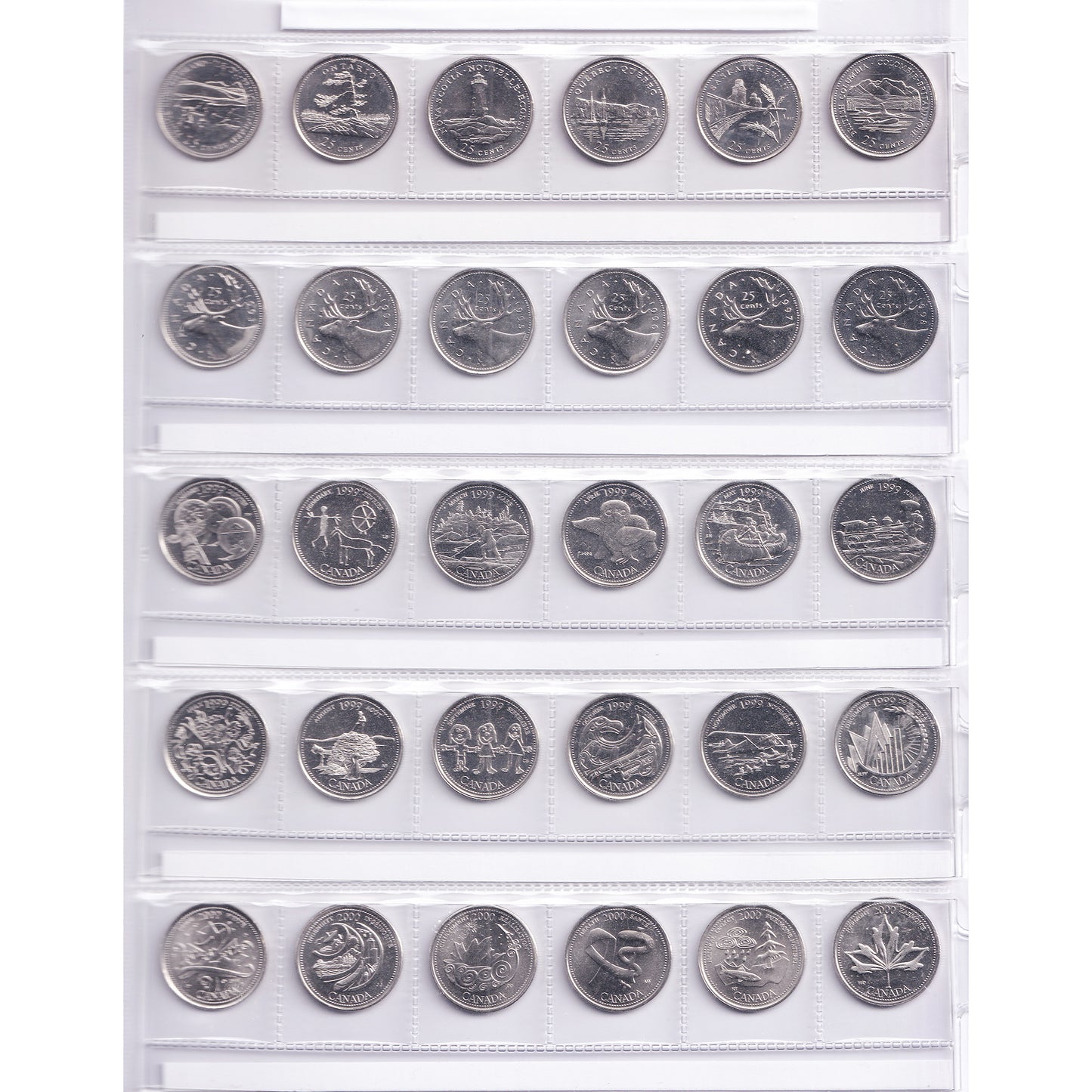 1968 to 2025 Canada 25 Cents Collection with Deluxe folder (140 coins) Incl. Commemoratives