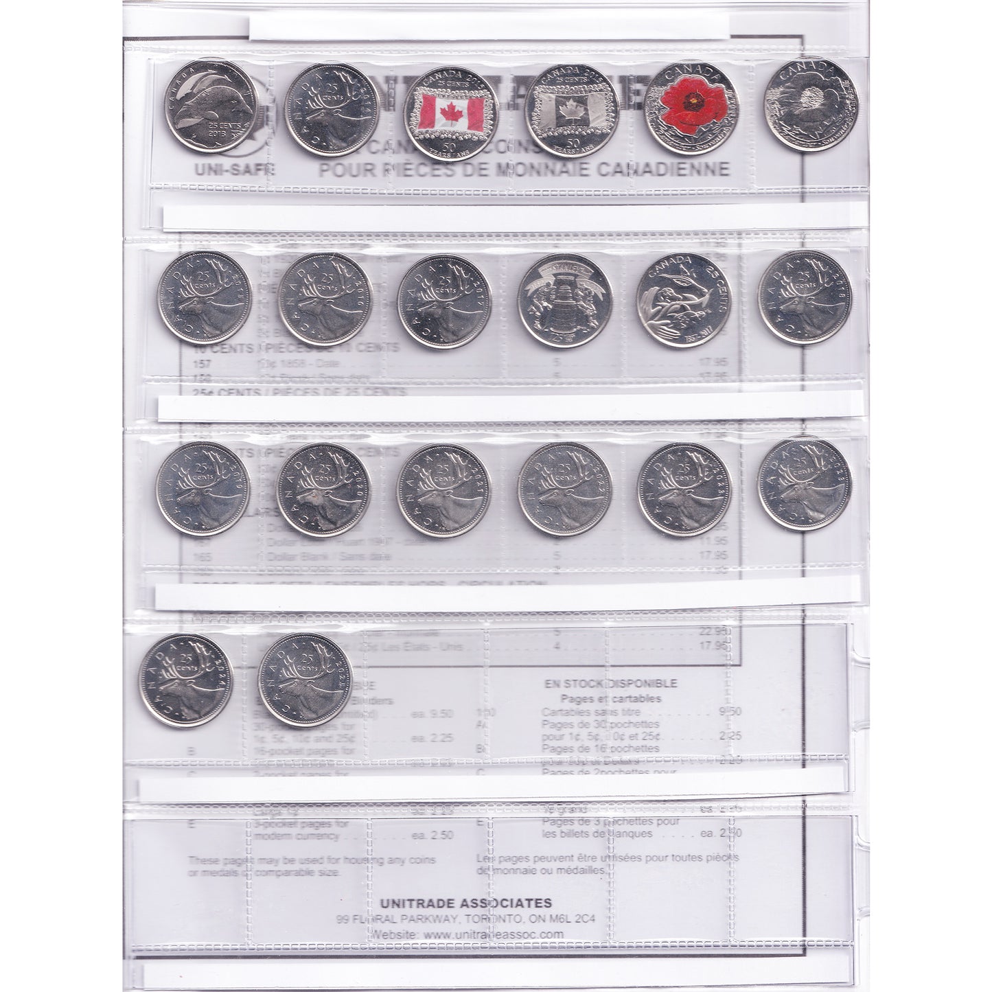 1968 to 2025 Canada 25 Cents Collection with Deluxe folder (140 coins) Incl. Commemoratives