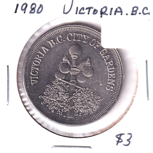 1980 Victoria, BC, Trade Dollar Token: City Hall (Toned)