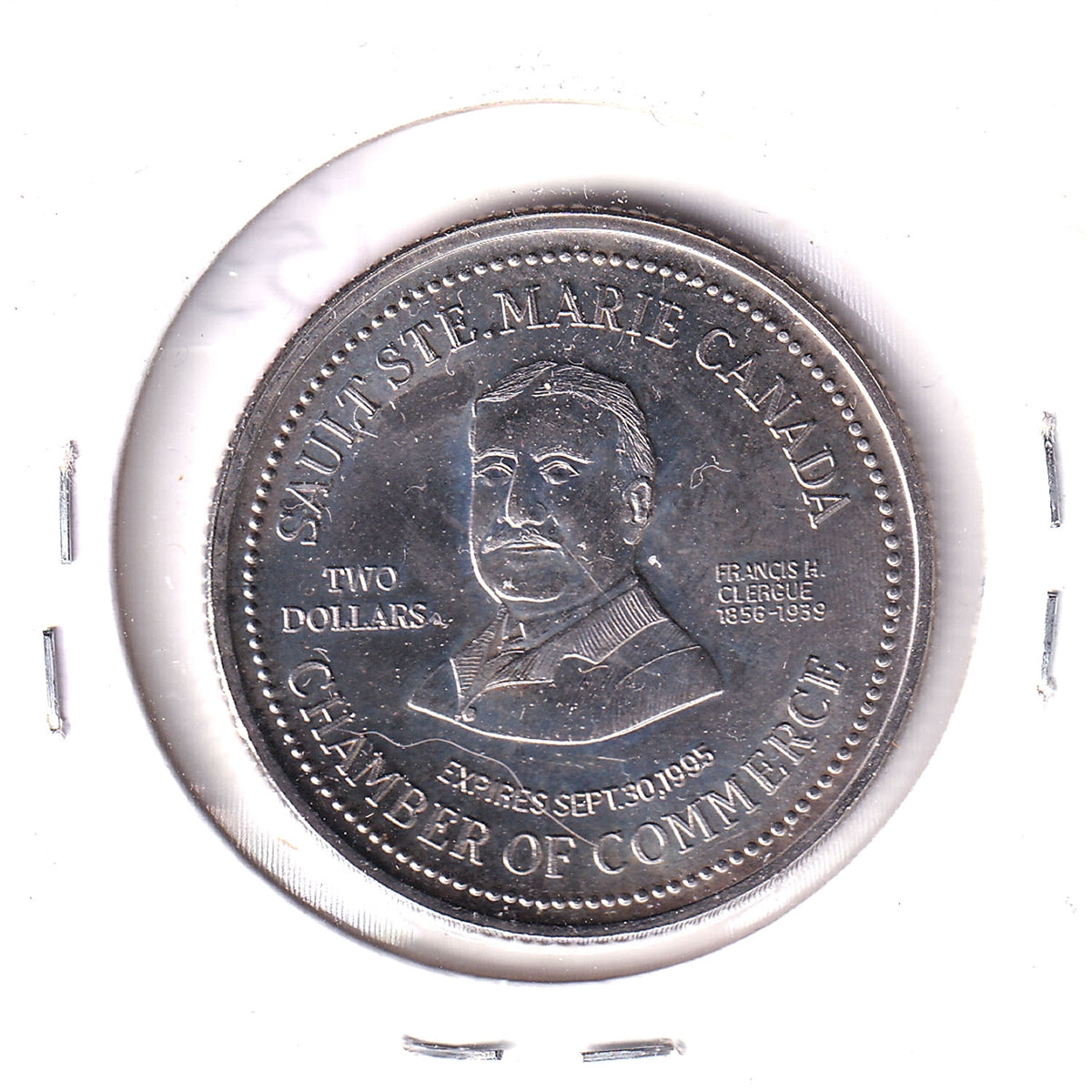 1995 Sault Ste. Marie, ON, $2 Trade Token: Canal Centennial (Bit of rust)