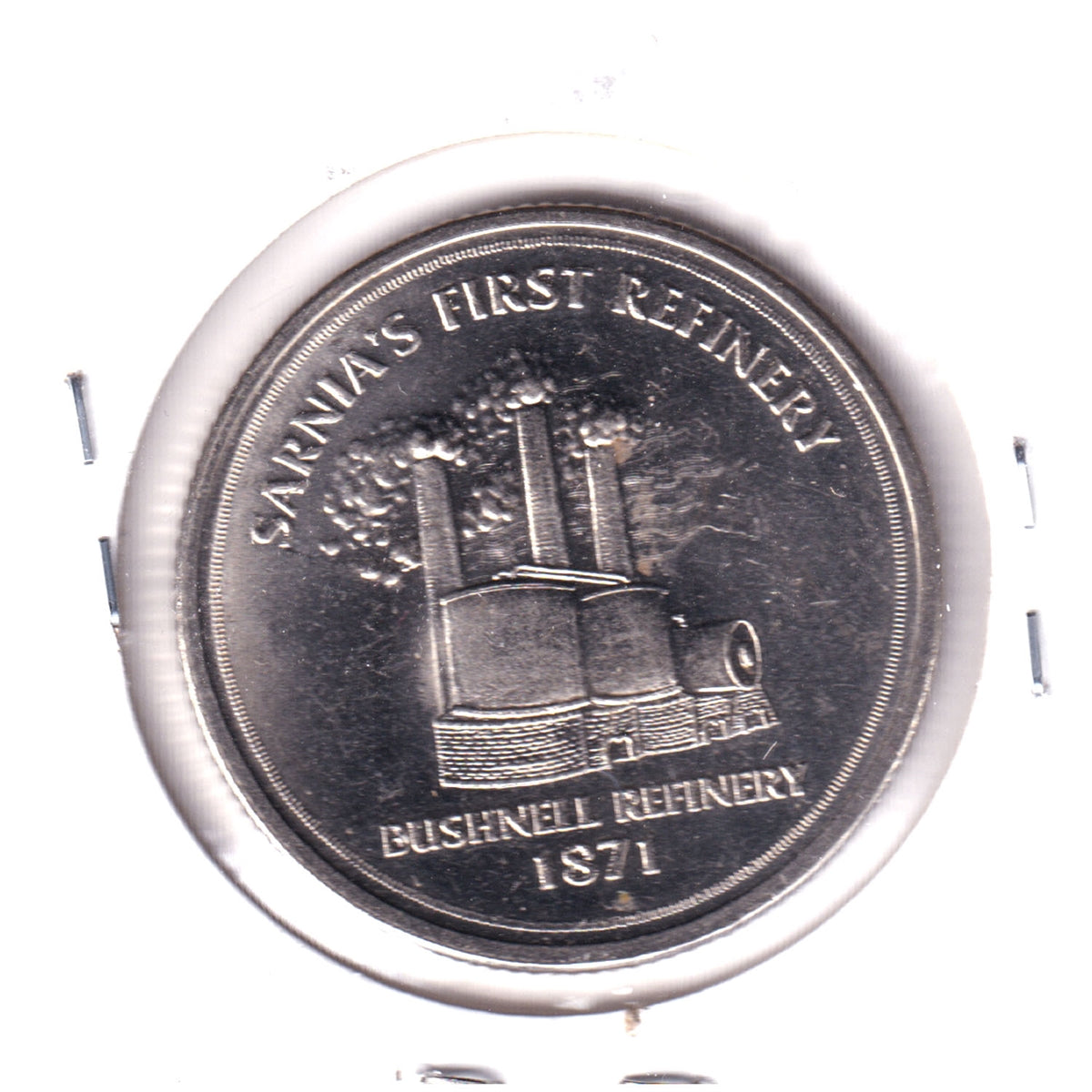 1983 Sarnia, ON, Trade Dollar Token: Sarnia's First Refinery, Bushnell Refinery