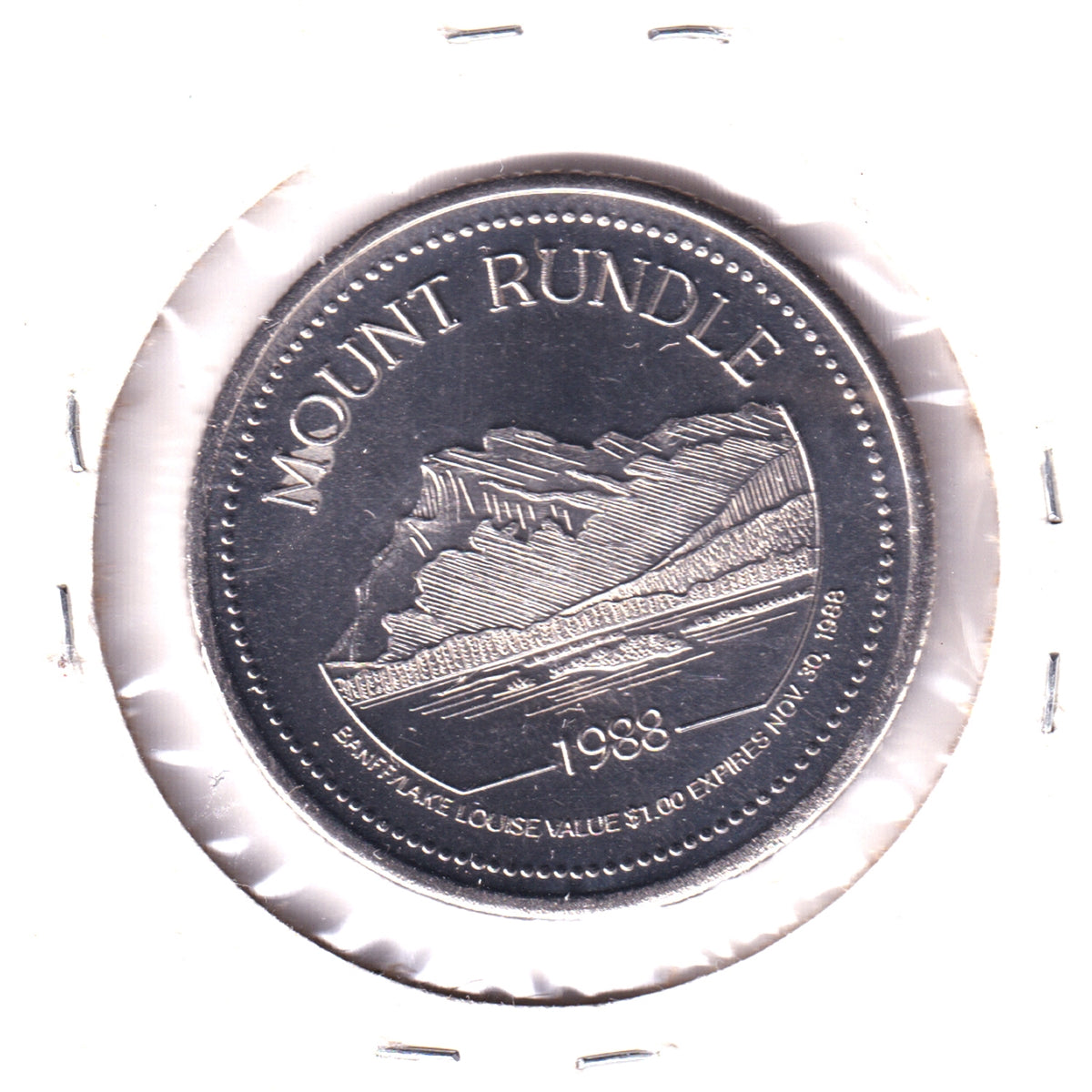 1988 Banff & Lake Louise Trade Dollar: Banff Springs Hotel Centennial & Mount Rundle