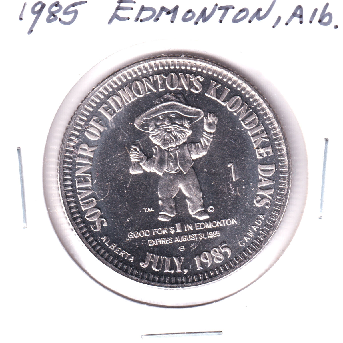 1985 Edmonton, AB, Klondike Days Trade Dollar Token: International Youth Year