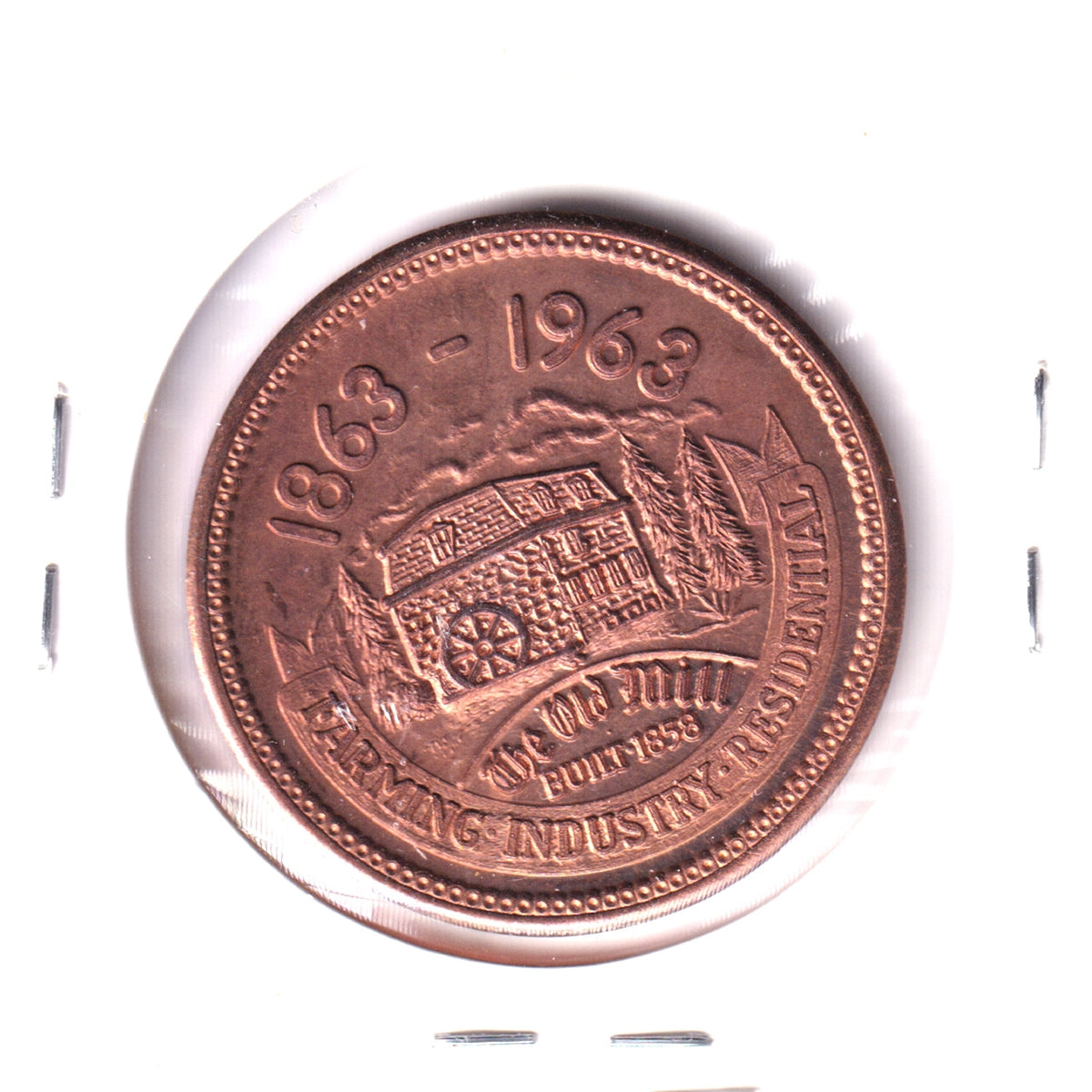 1963 Orangeville, Ontario, Centennial Medallion: Farming, Industry, Residential