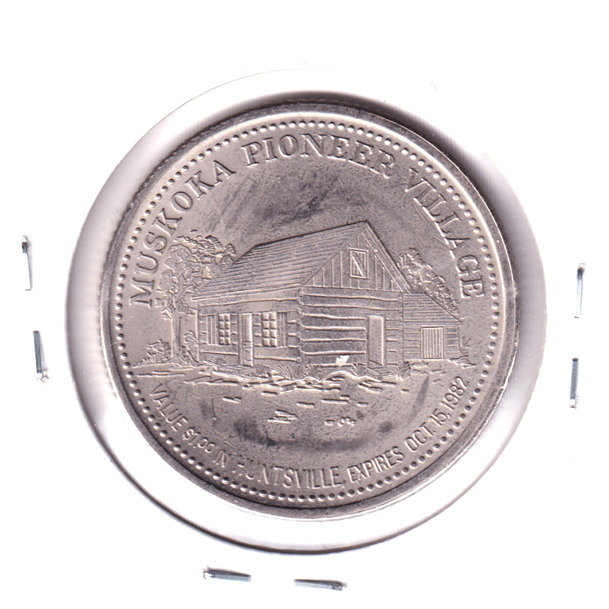 1982 Huntsville, ON, Trade Dollar Token: Muskoka Pioneer Village (Lightly Toned)