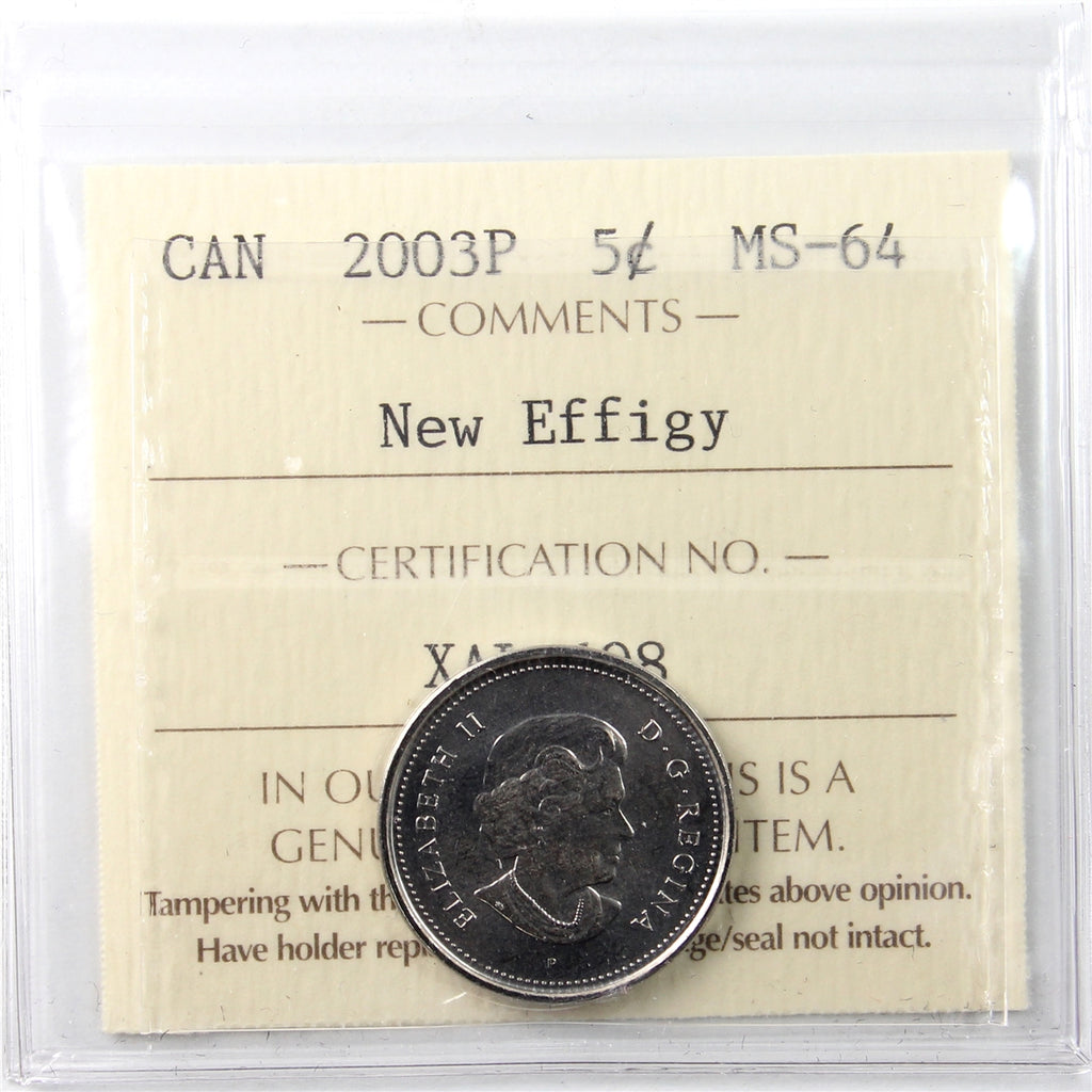 2003P New Effigy Canada 5-cents ICCS Certified MS64