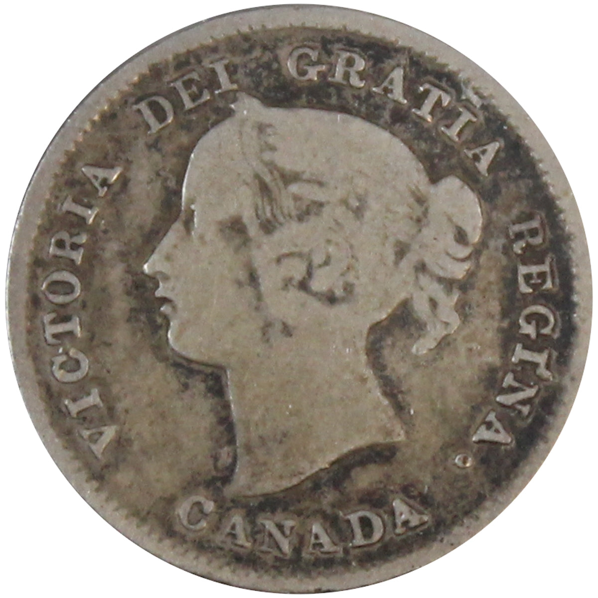 1870 Narrow Rim Canada 5-cents VG-F (VG10)