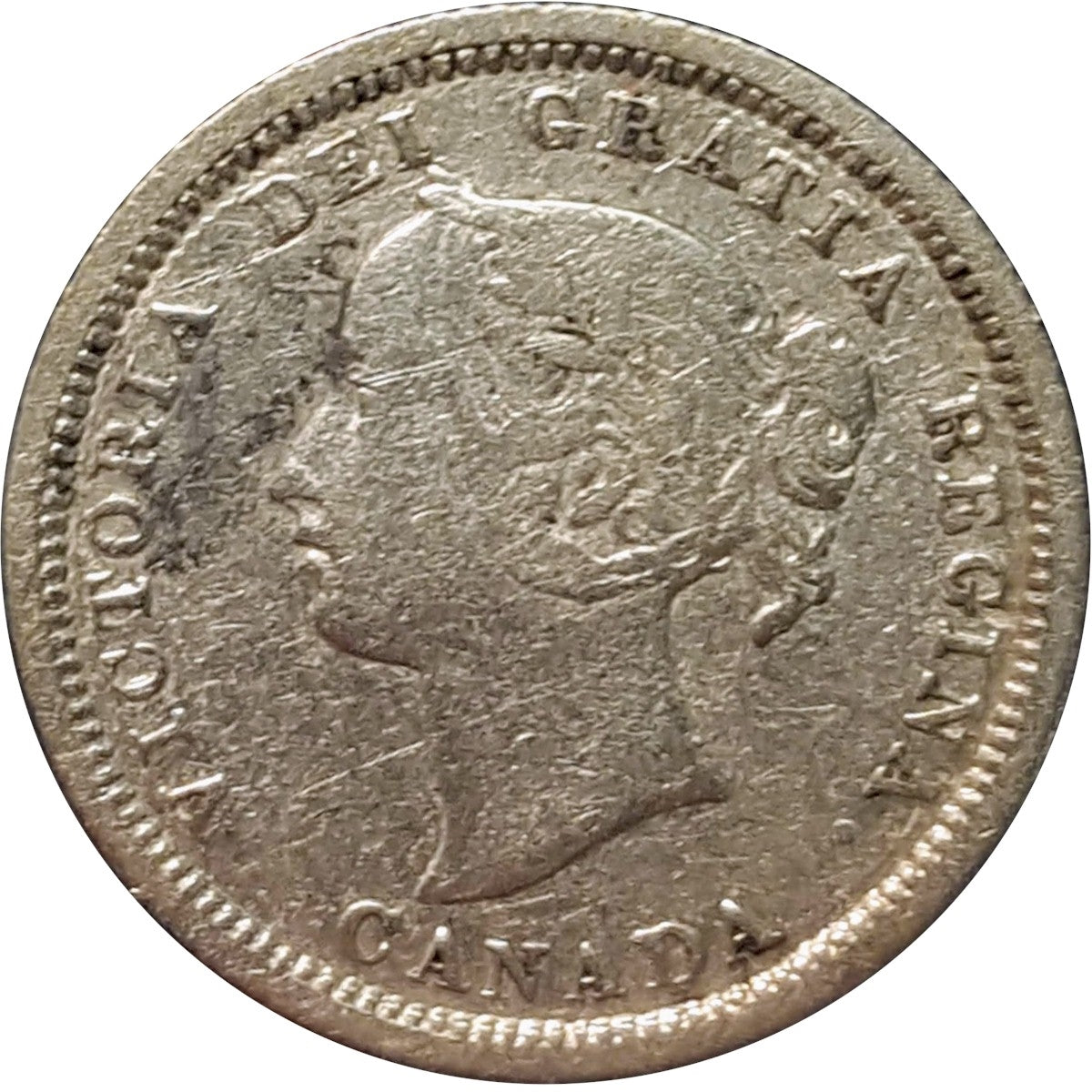 1870 Wide Rim Canada 5-cents F-VF (F15)