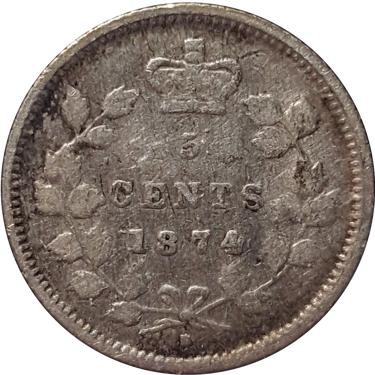 1874H Crosslet 4 Canada 5-cents Fine (F12) $