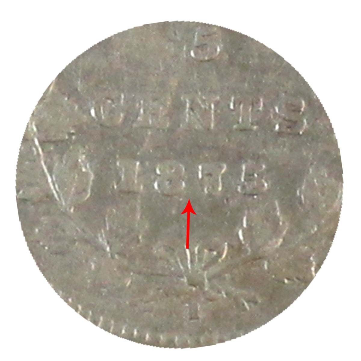 1875H Large Date Canada 5-cents ICCS Certified VF20