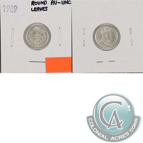 1909 Round Leaves Canada 5-cents AU-UNC (AU55) $