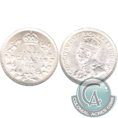 1918 Canada 5-cents Choice Brilliant Uncirculated (MS64) $