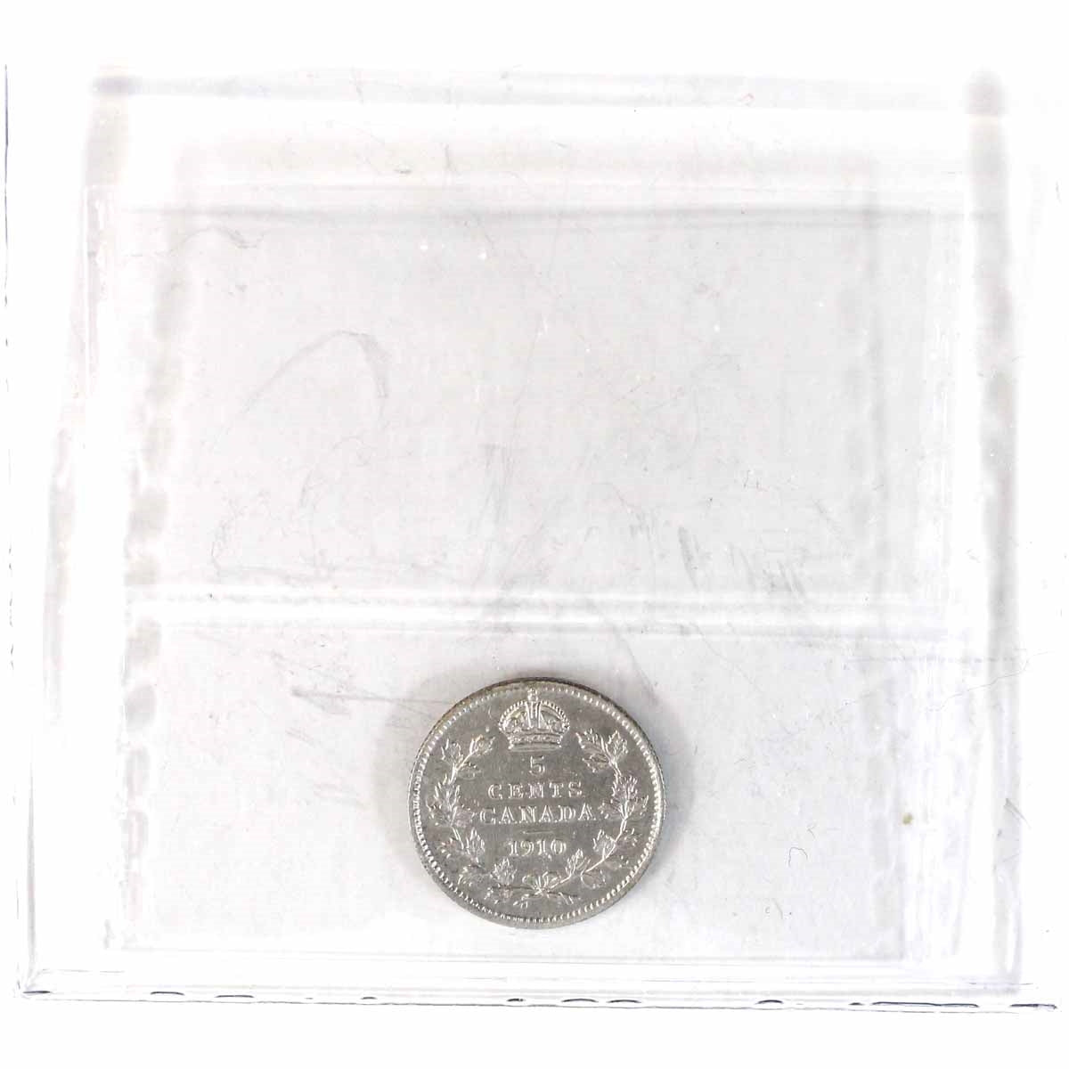 1910 Pointed Leaves Canada 5-cents ICCS Certified AU50