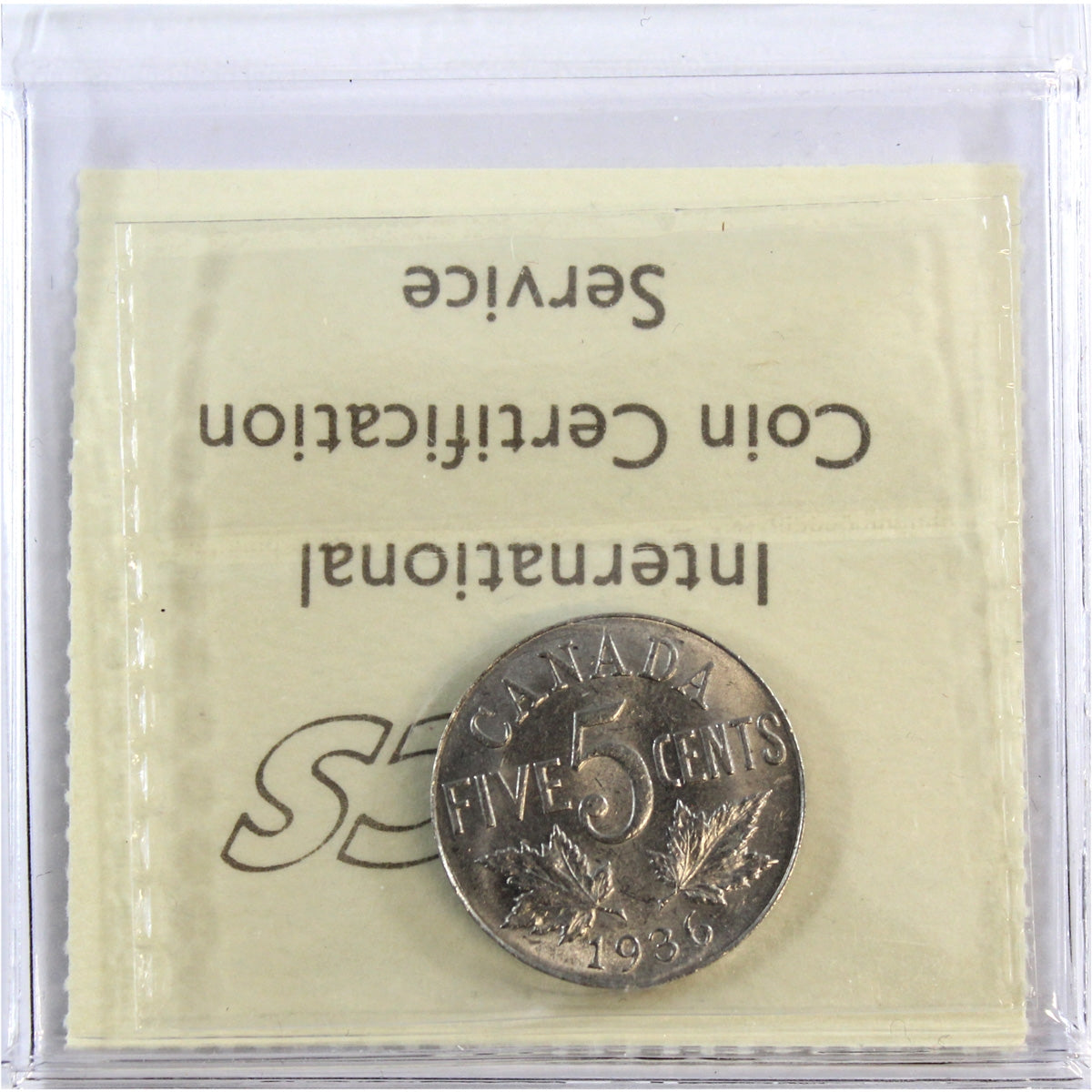 1936 Canada 5-cents ICCS Certified AU55