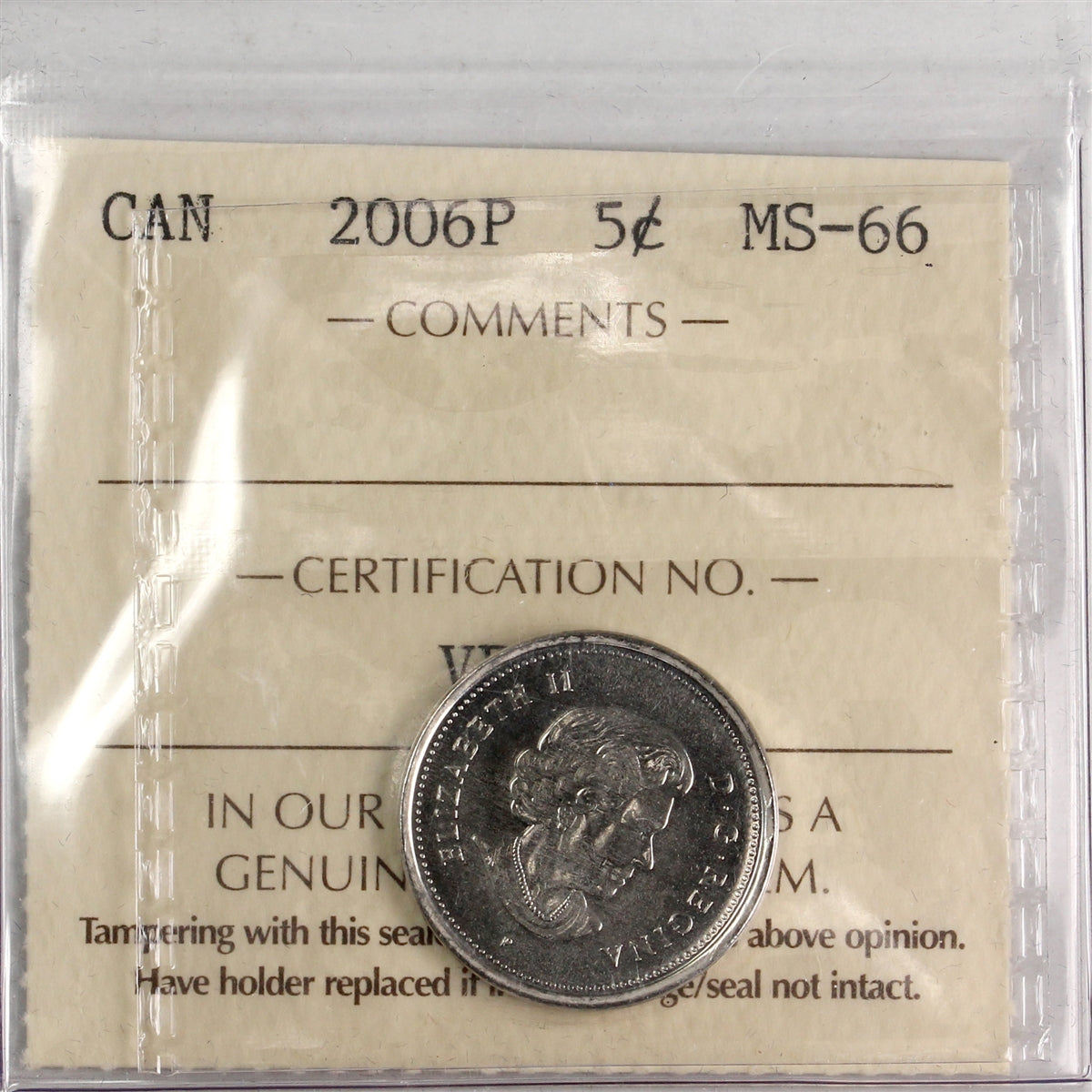 2006P Canada 5-cents ICCS Certified MS66