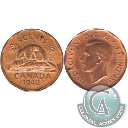 1942 Tombac Canada 5-cents Uncirculated (MS60)