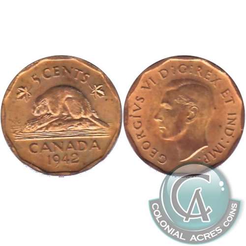 1942 Tombac Canada 5-cents UNC+ (MS-62)