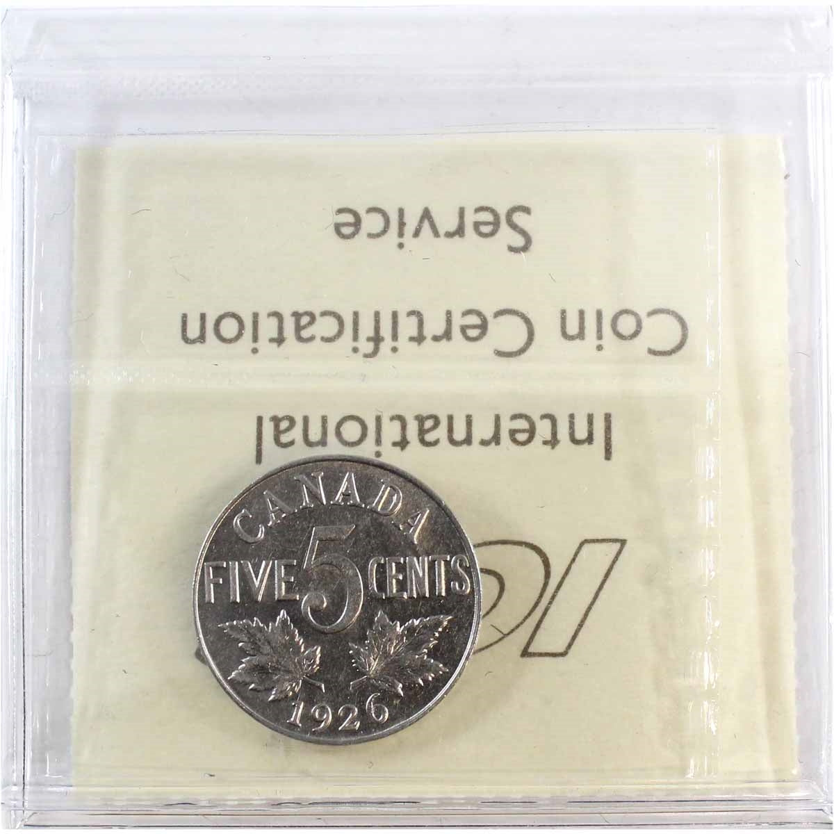 1926 Near 6 Canada 5-cents ICCS Certified AU50