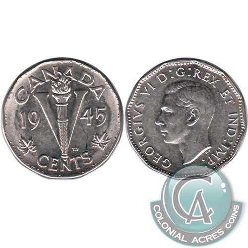 1945 No Chrome Canada 5-cents Extra Fine (EF40)