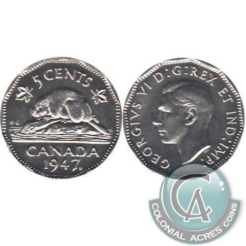 1947 Maple Leaf Canada 5-cents Gem Brilliant Uncirculated (MS65) $