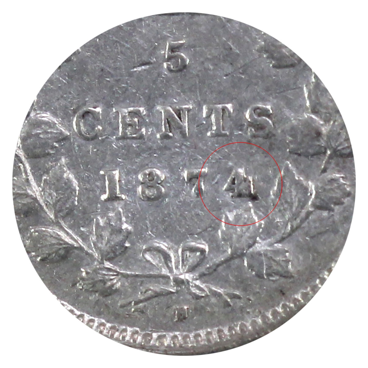 1874H Crosslet 4 Canada 5-cents ICCS Certified VF20