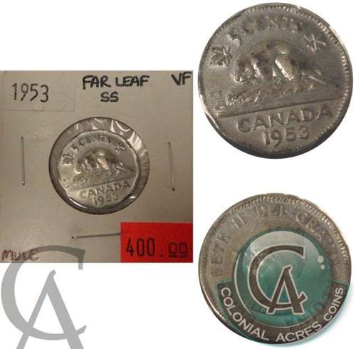 1953 Far Leaf SS Mule Canada 5-cents Very Fine (VF20) $