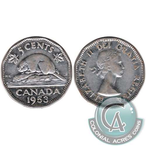 1953 Near Leaf NSS Mule Canada 5-cents VF-EF (VF30) $