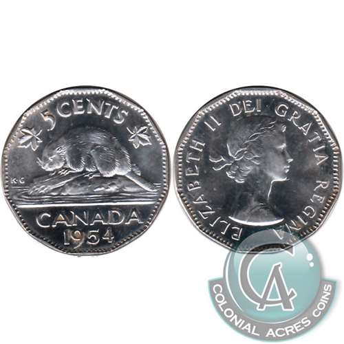 1954 Canada 5-cents Uncirculated (MS60)